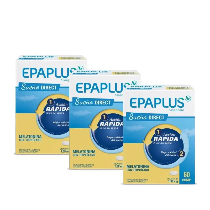 Epaplus Sleepcare Mélatonine Direct avec tryptophane Plus, 60 comprimés, lot de 3