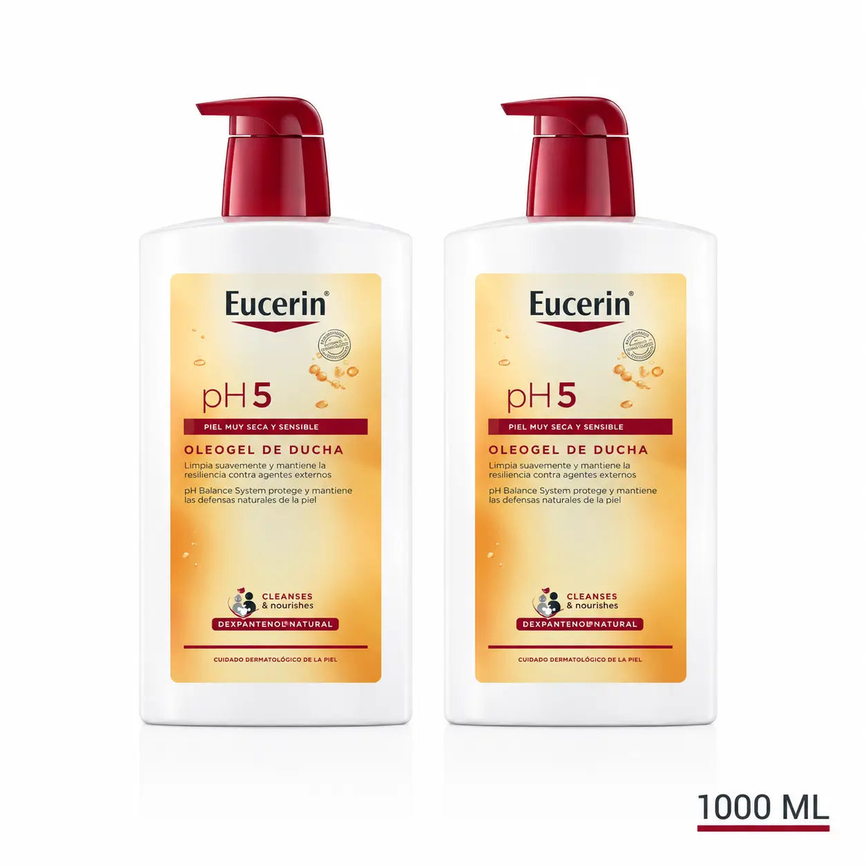 Eucerin Oleogel Gel Douche Ph5, 1000 Ml, pack 2