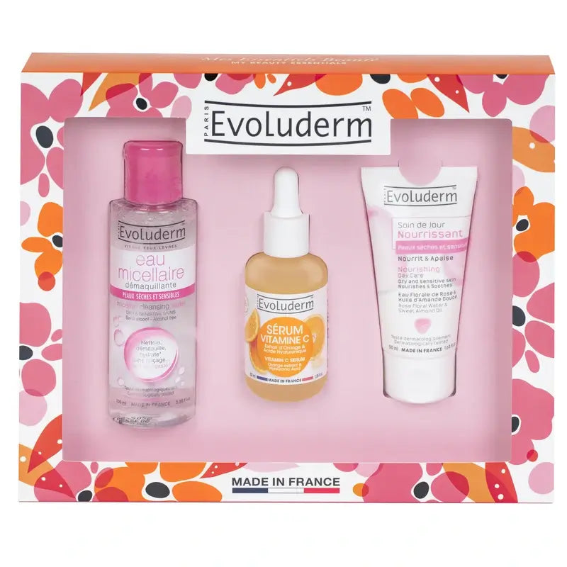 Evoluderm Box X3 (Eau Micellaire 100Ml+ Serum Vit C 30Ml+ Soin Visage 50Ml), 100/30/50 ml