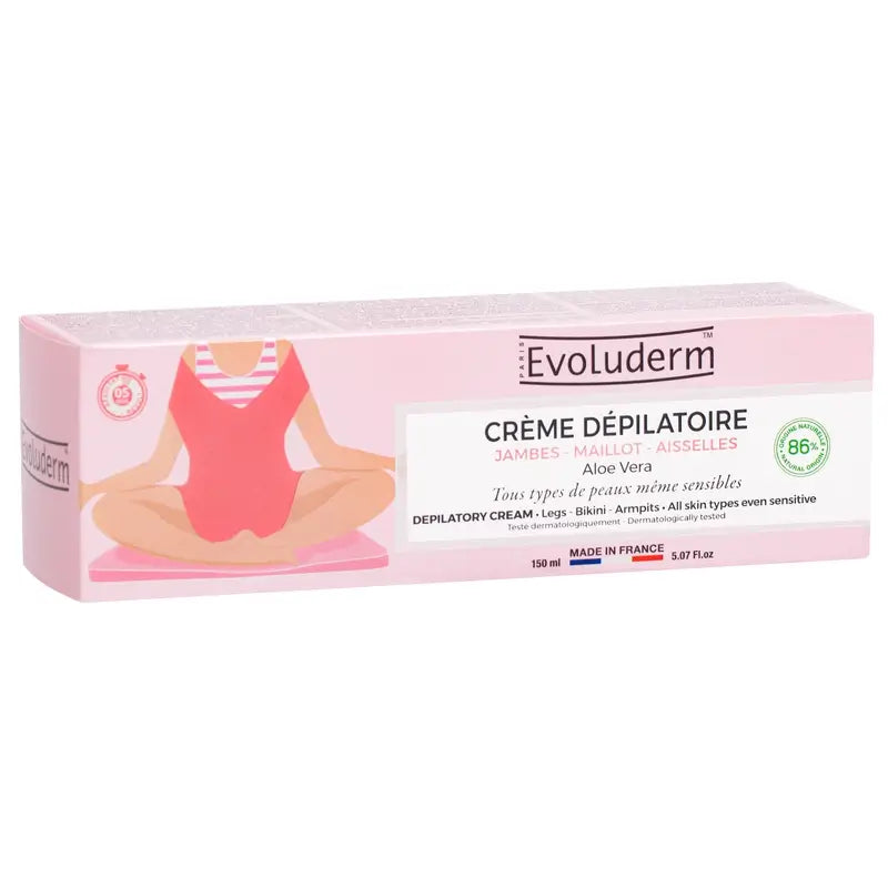 Evoluderm Crème dépilatoire à l'aloe vera, 150 ml