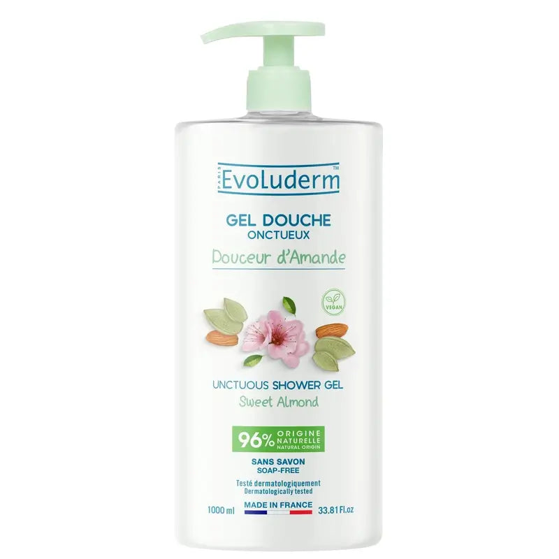 Evoluderm Gel douche à l'amande douce, 1000 ml