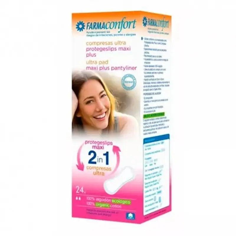 Farmaconfort 2 In 1: Maxi Plus Panty Liner / Ultra Pad, 24 units