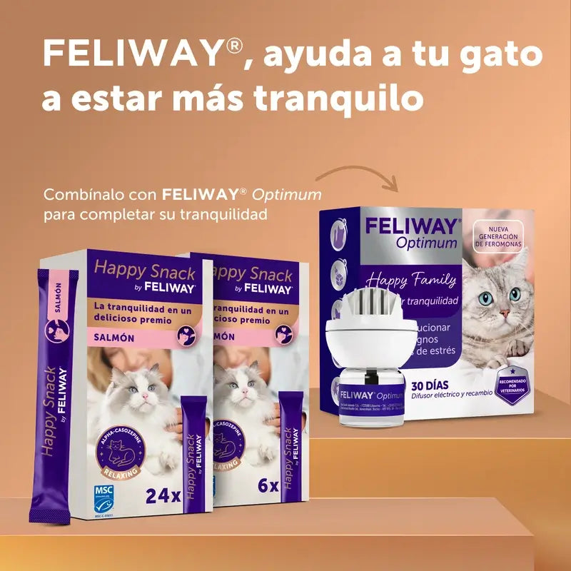 Feliway Happy Snack Goût saumon, 24 sachets