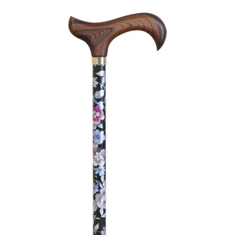Garcia 1880 Black Flower Stamped Aluminium Extendable Crutch