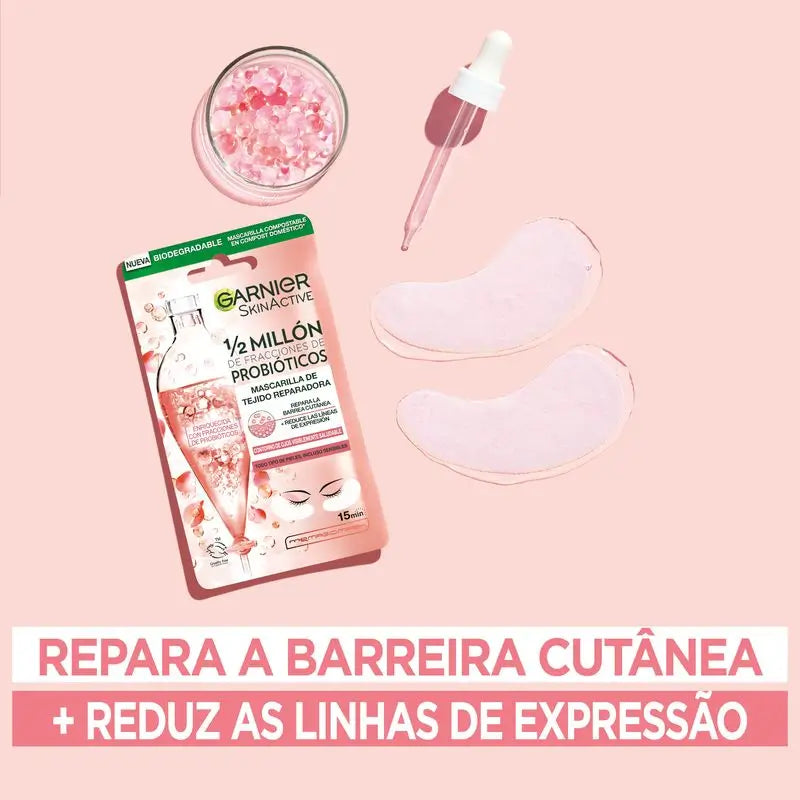 Garnier Tissue Mask Masque réparateur pour le contour des yeux avec 1/2 million de fractions probiotiques réduit les rides d'expression