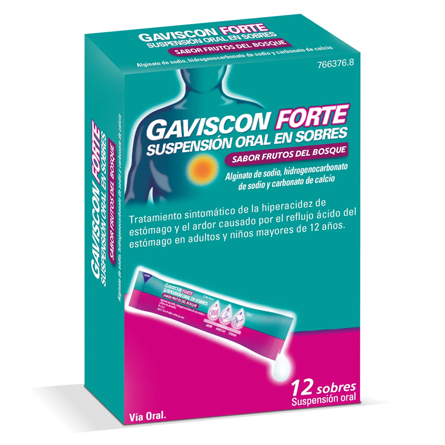 Gaviscon Forte Oral Suspension Forest Fruits, 12 sachets
