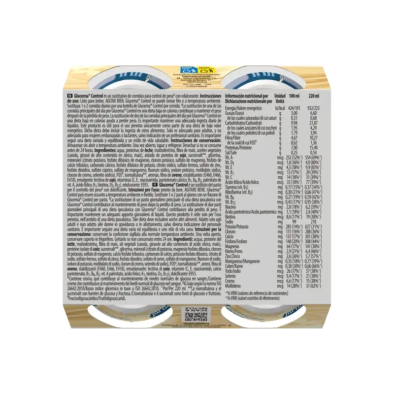 Glucerna Control Goût vanille, 4 flacons x 220 ml