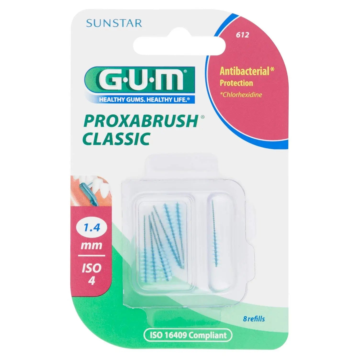 Gum Cylindrical Toothbrush Refill 8Un 612