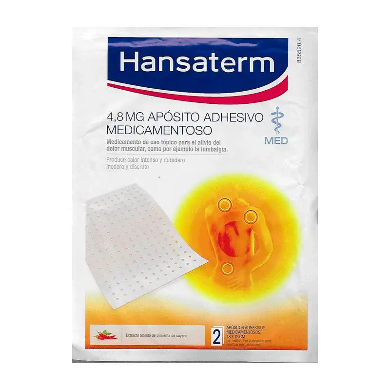 Hansaterm 4,8 mg Medicated Adhesive Dressing, 2 Adhesive Stickers 12x18cm