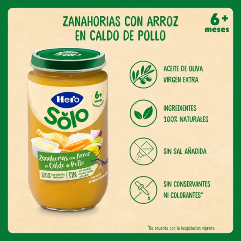 Hero Baby Pack Bouillon de poulet aux carottes et au riz, 12 X 235 Gr