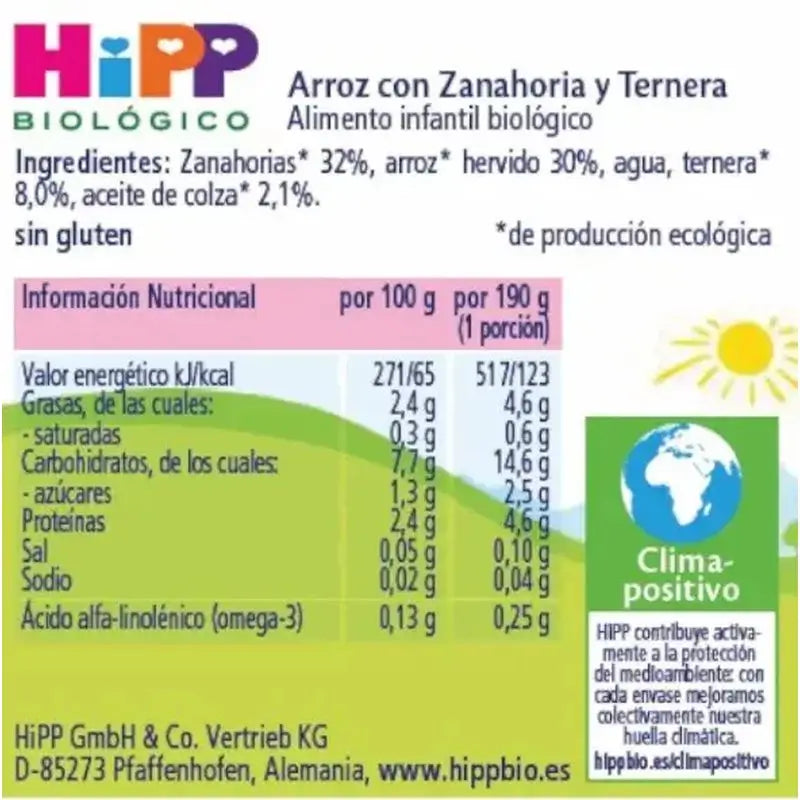 Gâteaux de riz & carottes & bœuf Hipp Bio, 190 g