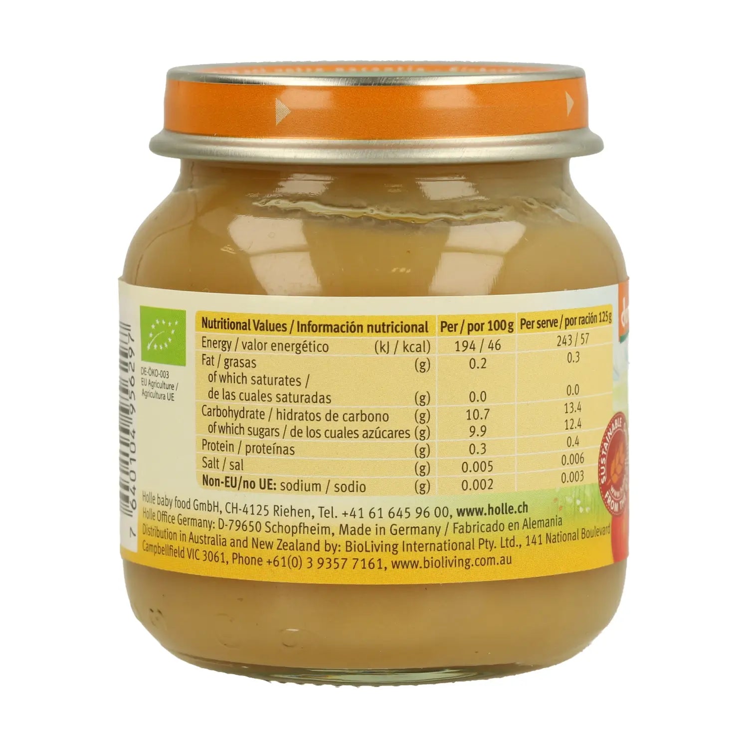 Pot de pommes Holle 100%, 125gr
