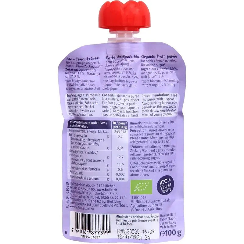 Pomme, mangue et fruit de la passion Holle Pouche, 100 g