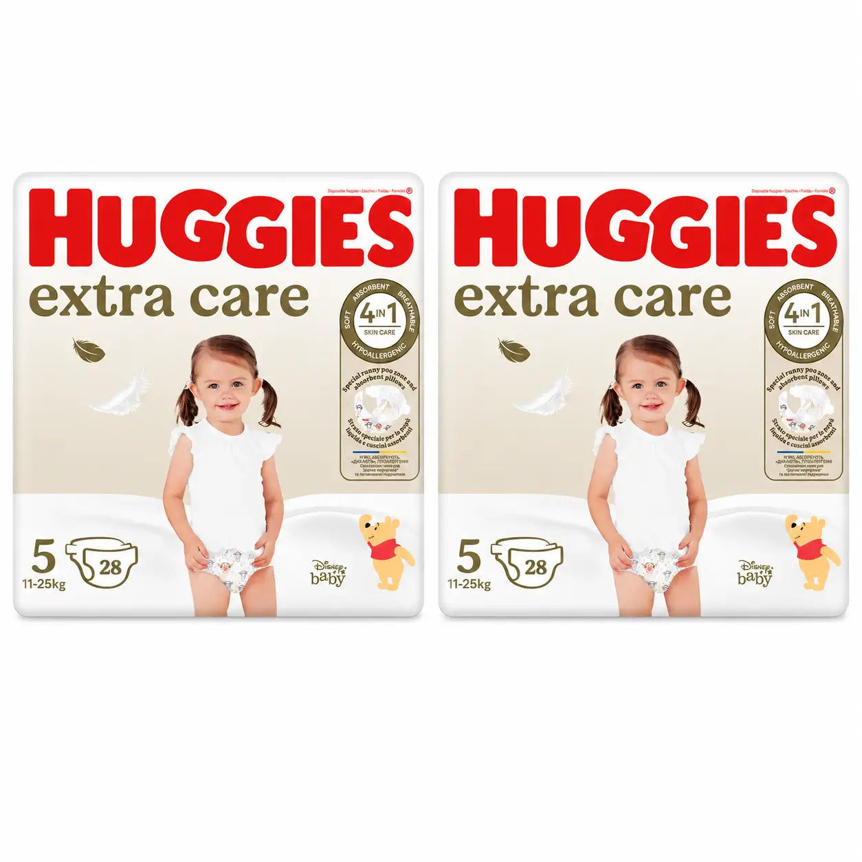 Huggies Extra Care Taille 5 (11-25 Kg) Disney Baby Diaper, 28 pièces, pack 2