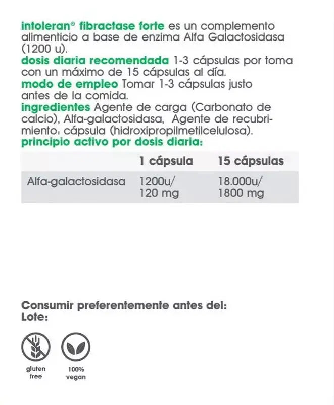 Intoleran Fibractase Forte Complément alimentaire, 36 gélules