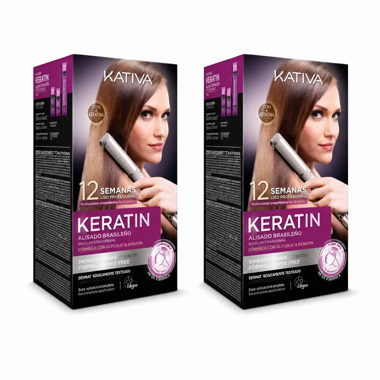 Kit Kativa Kératine Lissage brésilien Express Veg, lot de 2