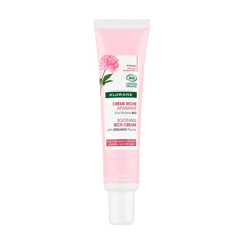 Klorane Rich soothing cream with organic peony Sensitive and dry skin, 40 ml