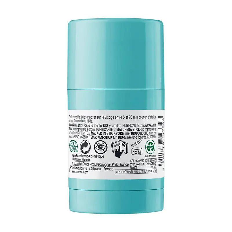 Klorane Bio Masque Stick à la Menthe Aquatique et à l'Argile 25g