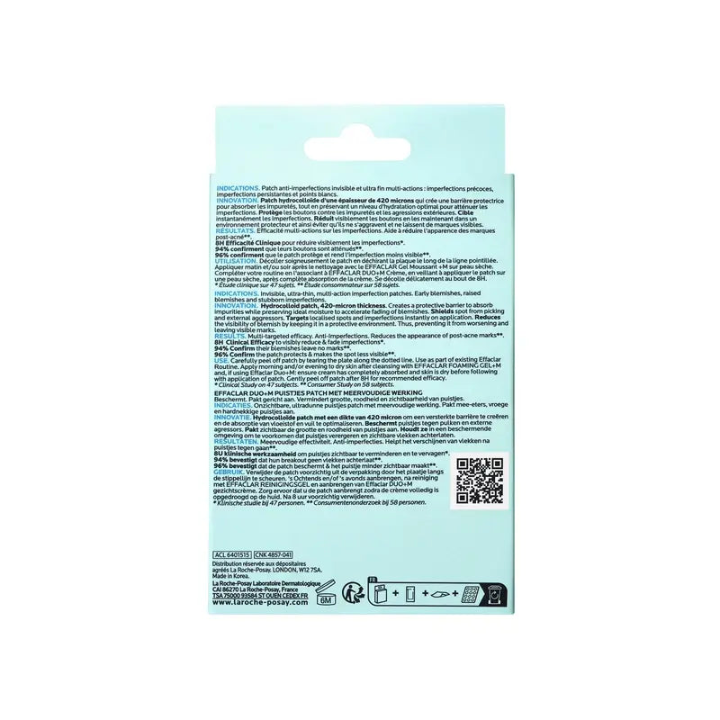 La Roche-Posay Effaclar Duo+M Invisible Patches Anti-Imperfections & Anti-Blemish , 22 unités