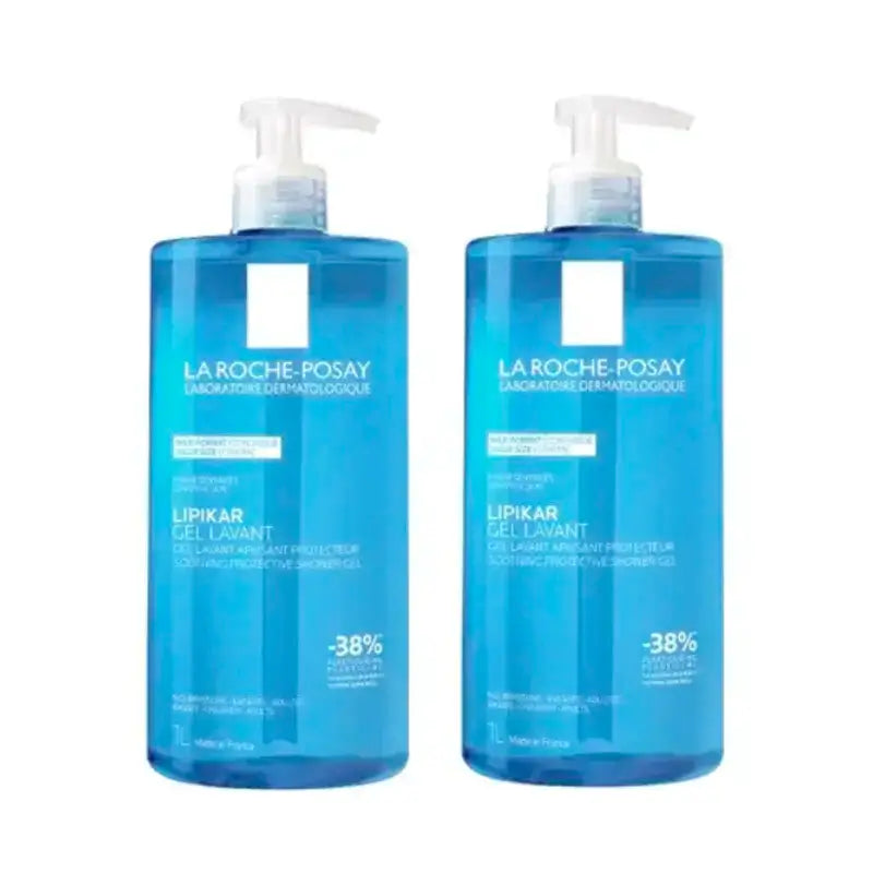La Roche Posay Lipikar Gel douche physiologique pour peaux sensibles et sèches, Pack 2 x 1000 ml