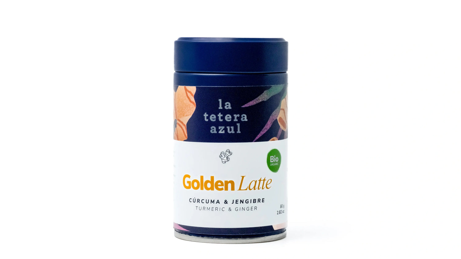 La Tetera Azul Golden Latte 100% Organic, Turmeric Latte With Ginger, Cinnamon And Cardamom, Gourmet Antioxidant Infusion 80g pot.