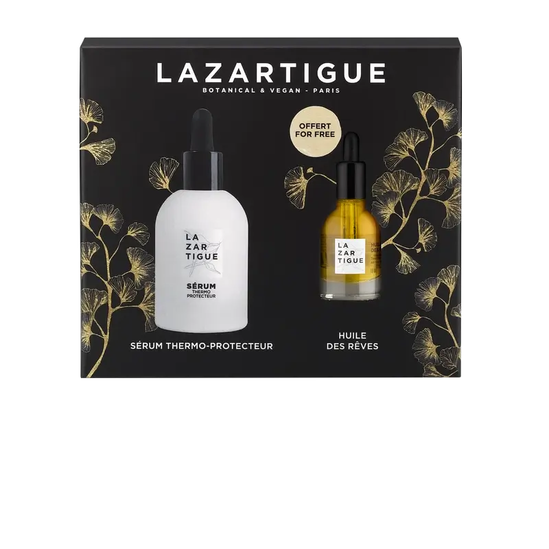 Lazartigue Set de Noël Sérum Thermoprotecteur de Noël + Huile sèche nourrissante, 2 unités