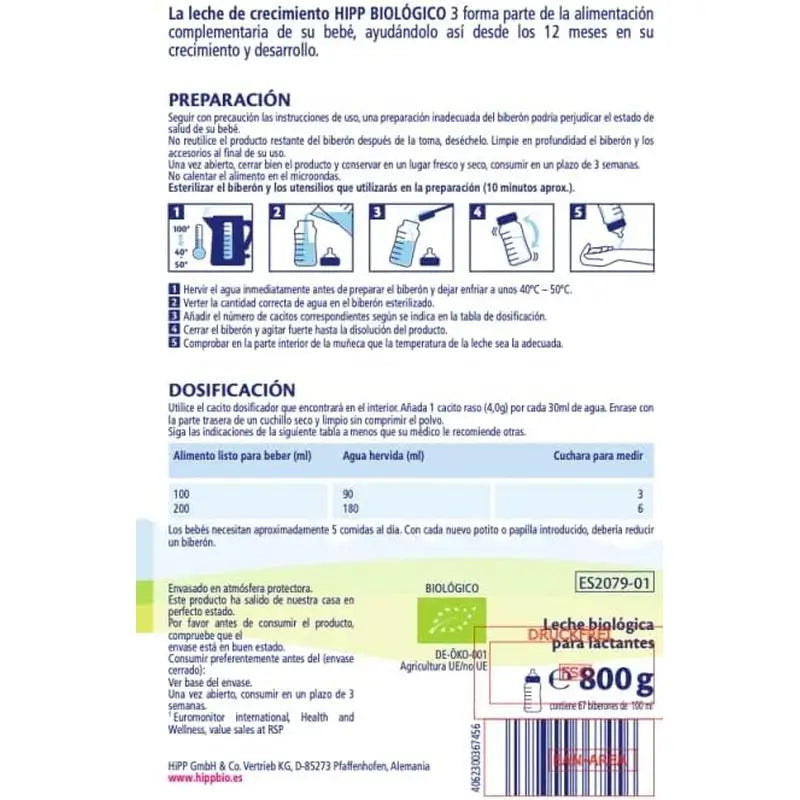 Hipp Combiotik 3, lait de croissance, 800 g
