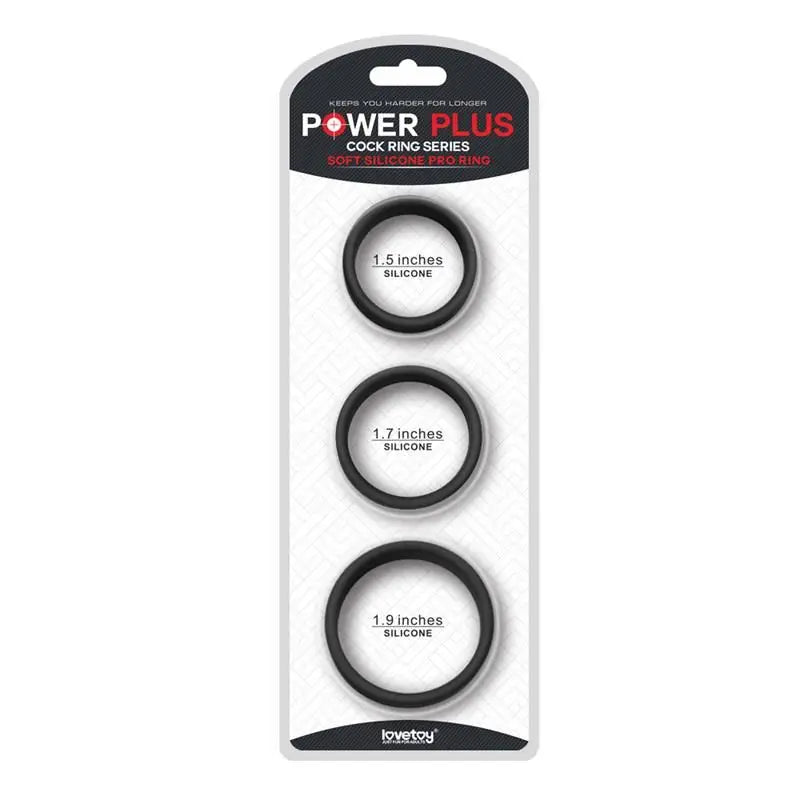 Lovetoy 3 Pack de 3 anneaux de pénis Power Ring noirs