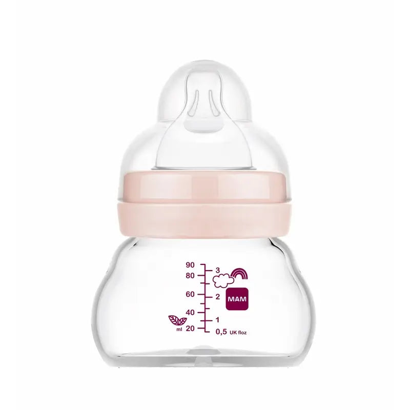 Mam Baby Feel Good Bouteille en verre rose mat, 90 ml