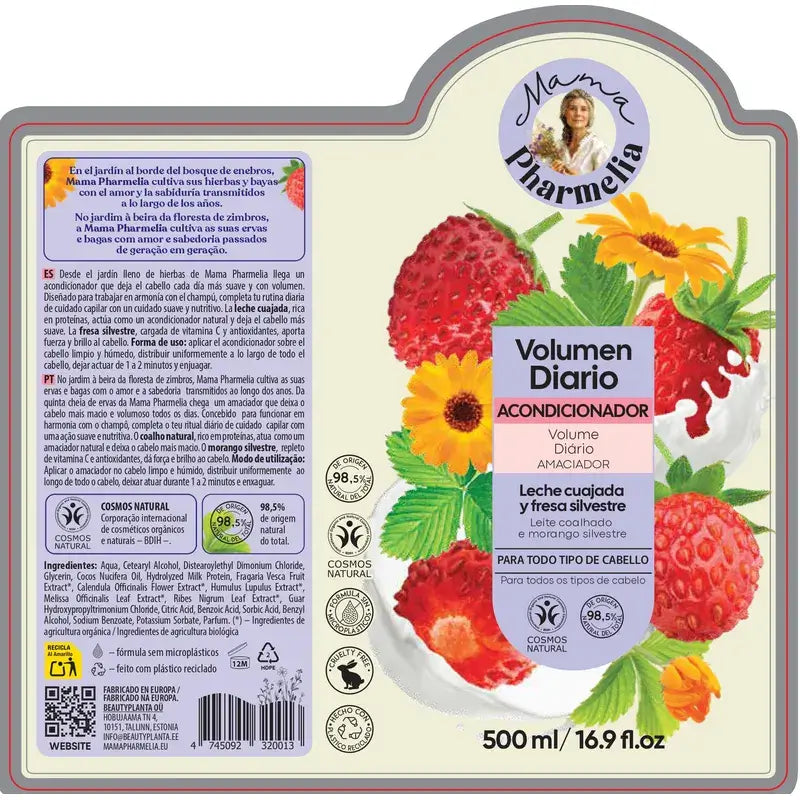 Mama Pharmelia Daily Volume Conditioner Milk Curd & Wild Strawberry, 500Ml