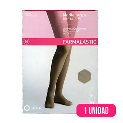 Farmalastic Long Pantyhose Compression Normal Compression Beige, Small Size, Single Unit