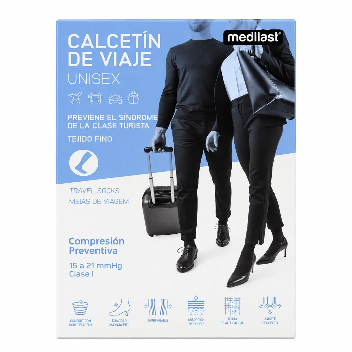 Chaussette de voyage Medilast T/Large Noir R230