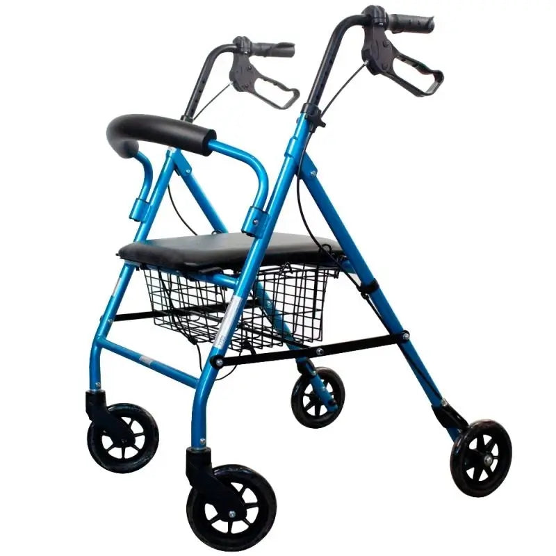 Mobiclinic Folding Walking Frame With Seat And Backrest Blue Tone