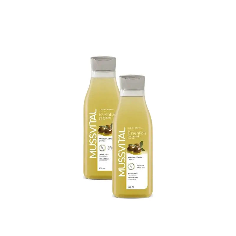 Mussvital Essentials Gel douche à l'olive, 750 ml, lot de 2