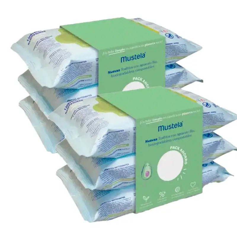 Lingettes nettoyantes Mustela, paquet de 2 x 3X60 unités