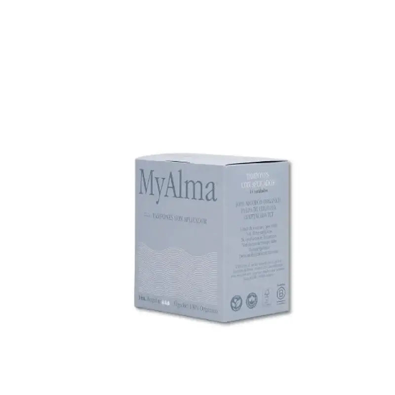 Myalma Tampons en coton 100% bio avec mini applicateur, 14 unités
