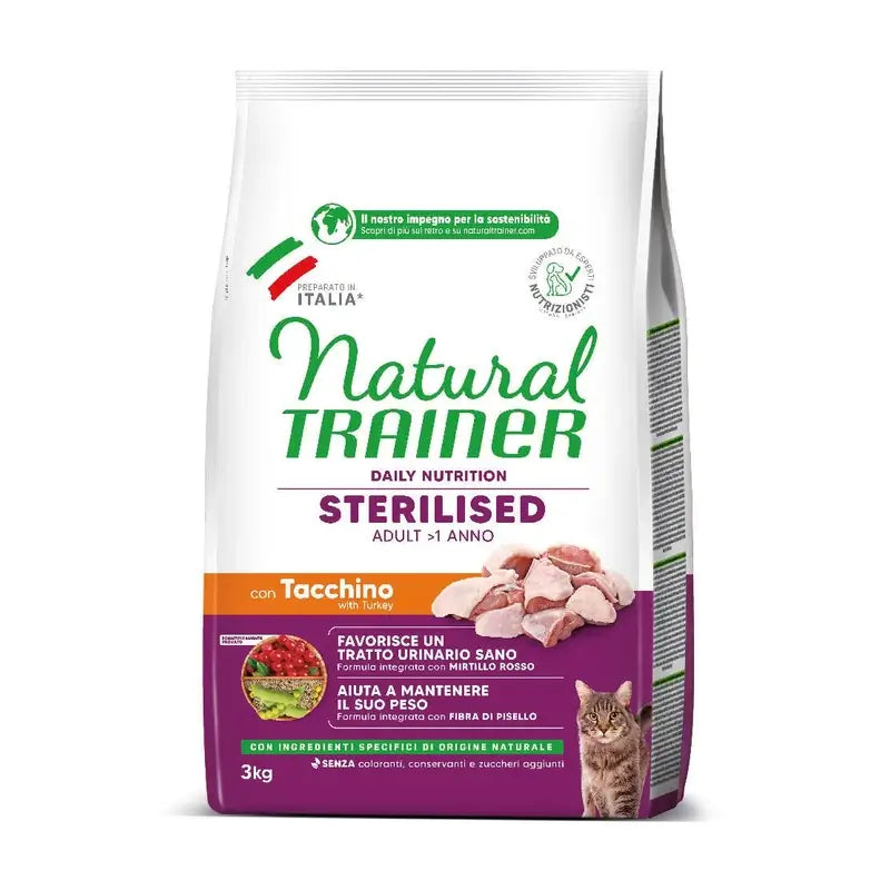 Natural Trainer Feline Adult Sterilised 3Kg, nourriture pour chats