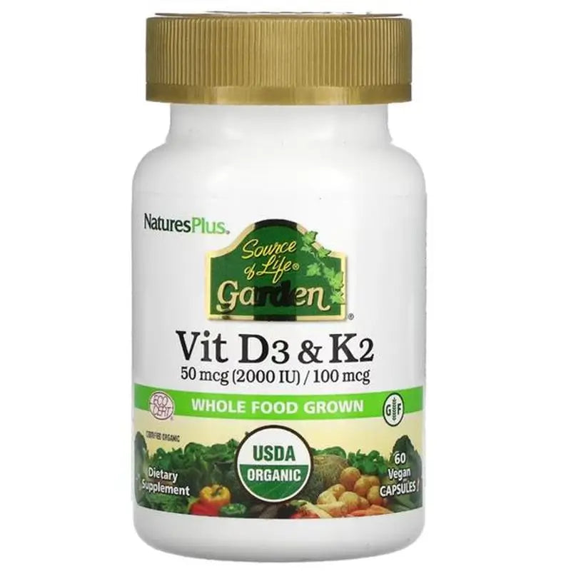 Natures Plus Garden Vitamin D3&K2 60Caps.
