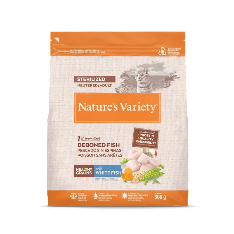 Nature'S Variety Croquettes pour chats, au poisson blanc, naturelles, 300 g