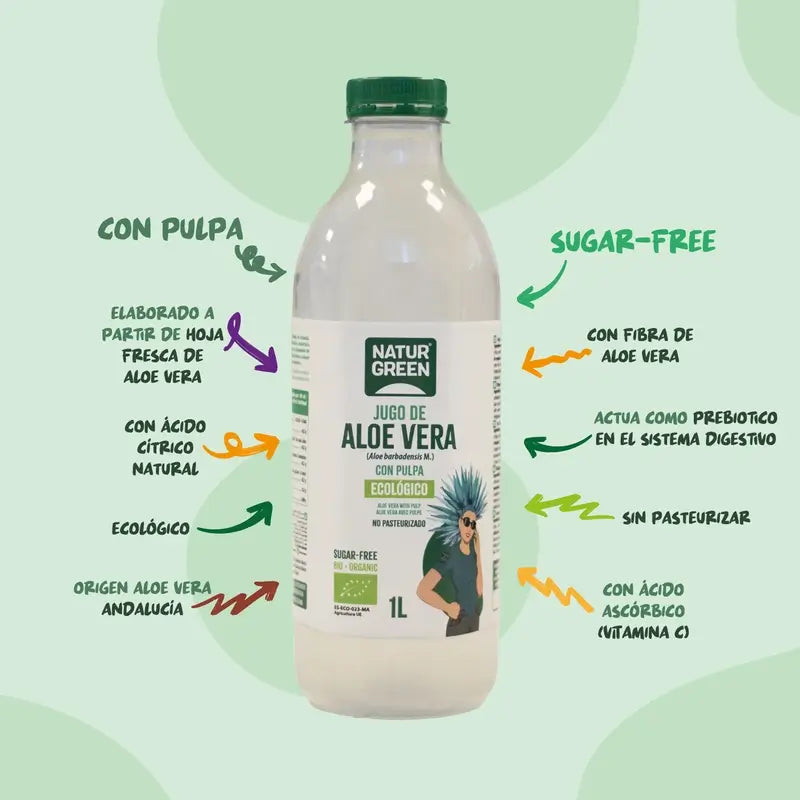Naturgreen Jus d'Aloe Vera avec pulpe, 1 l
