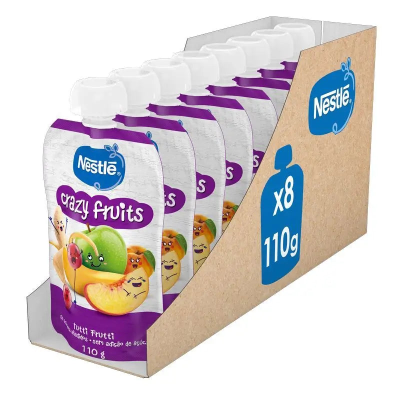 Nestlé Pack Puree Sachet Crazy Fruits, 110 g x 8 units
