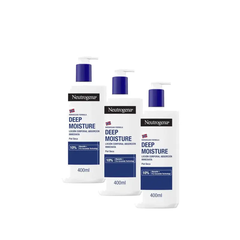 Crème hydratante pour le corps Neutrogena pour peaux sèches, lot de 3 x 400 ml