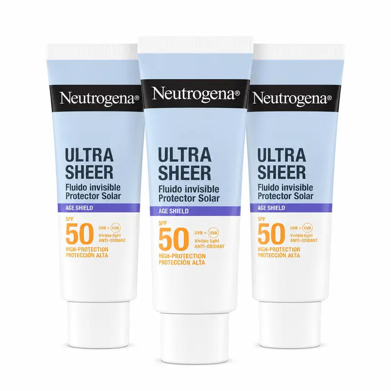 Neutrogena Ultra Sheer Fluide invisible anti-âge SPF 50, lot de 3 x 50 ml