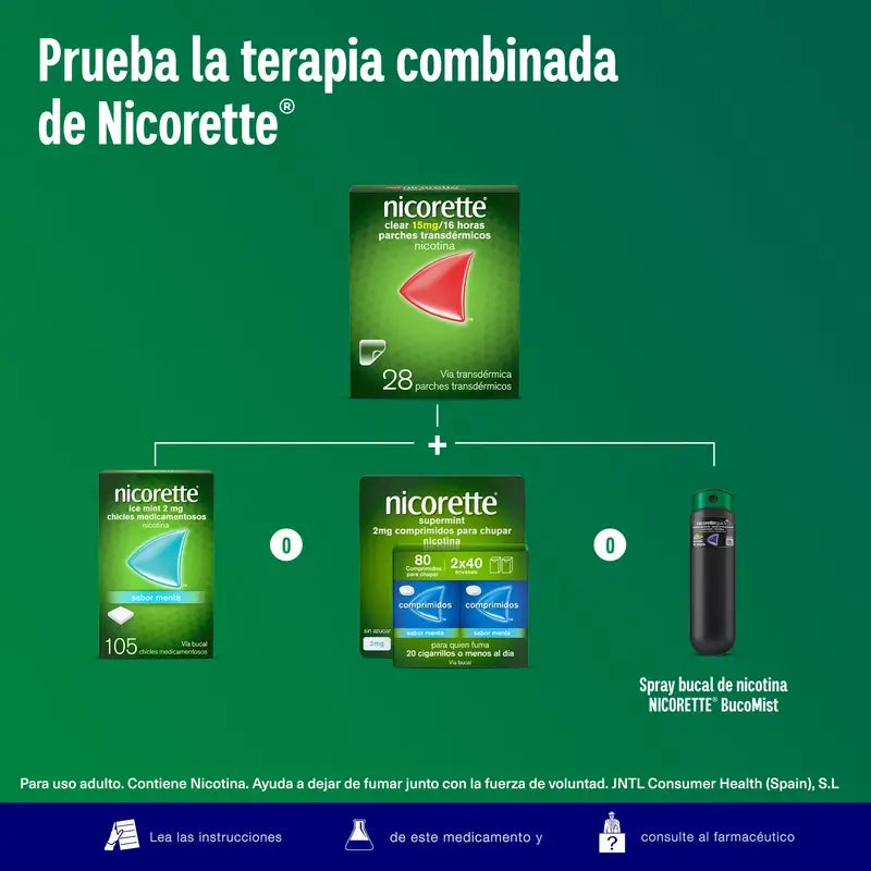 Nicorette Clear 15 mg/16 h, 28 patchs transdermiques