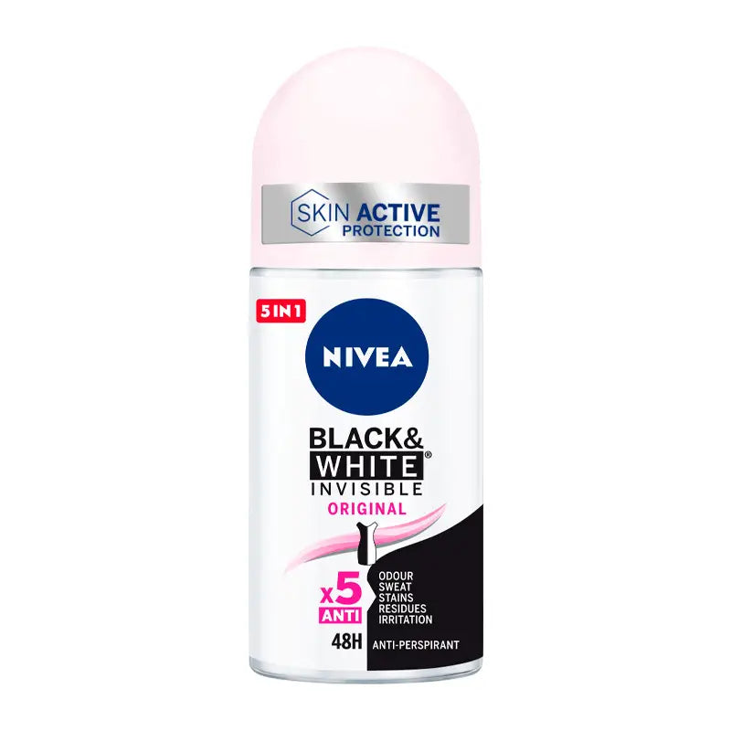 NIVEA Black & White Invisible Original Roll On Deodorant, 50 ml