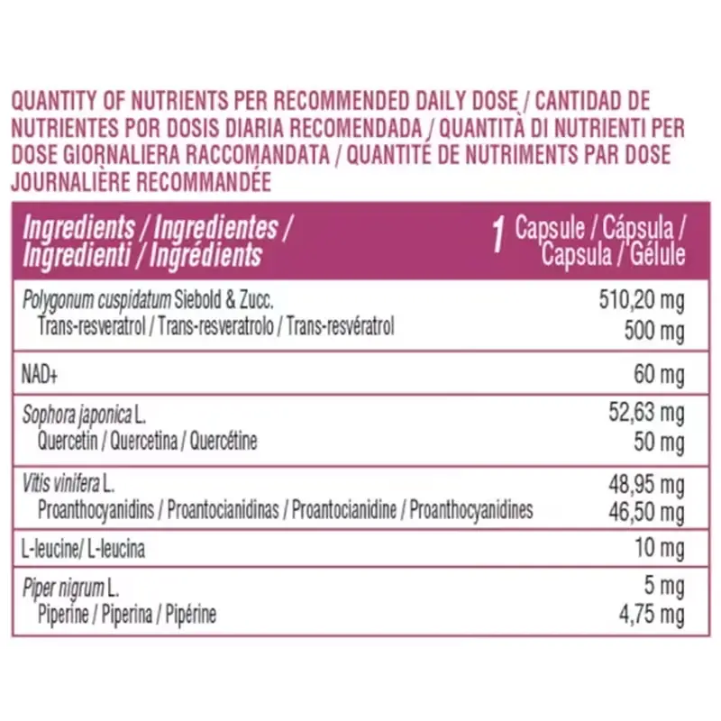 Nutralie Trans Resveratrol & Nad+ Complex With Quercetin + Piperine, 60 gélules