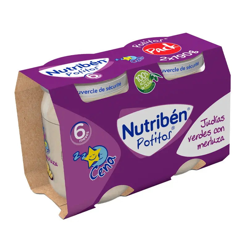 Nutribén Pack Potito Green Beans with Hake, 2X190g
