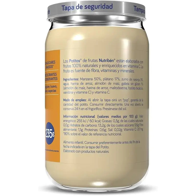 Nutribén Potito Pomme, Orange et Banane avec Biscuit, 235 g