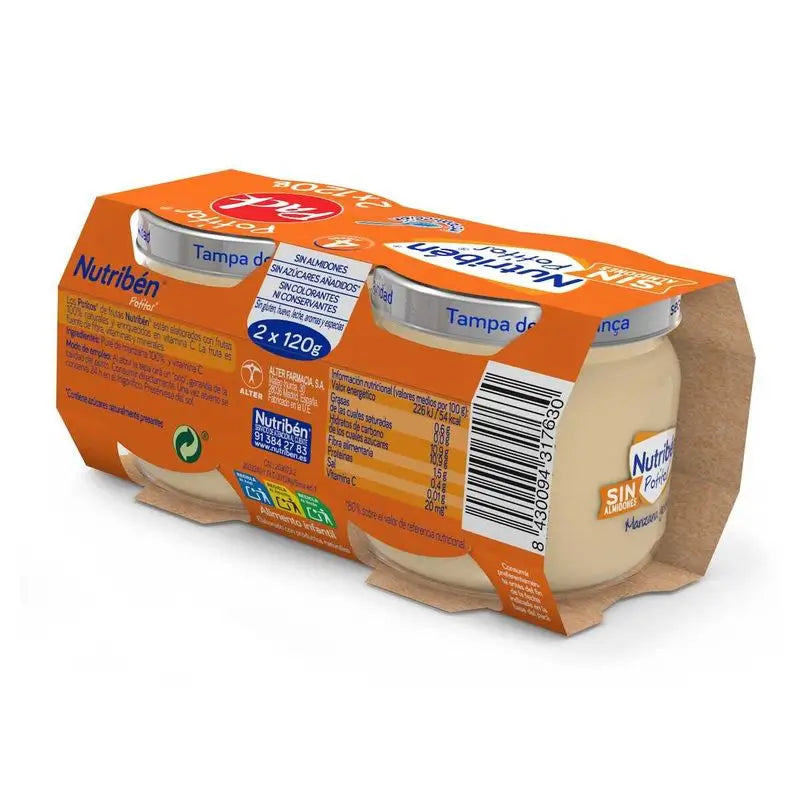 Nutriben Golden Apple Potito pour bébés, 2 x 120 grammes