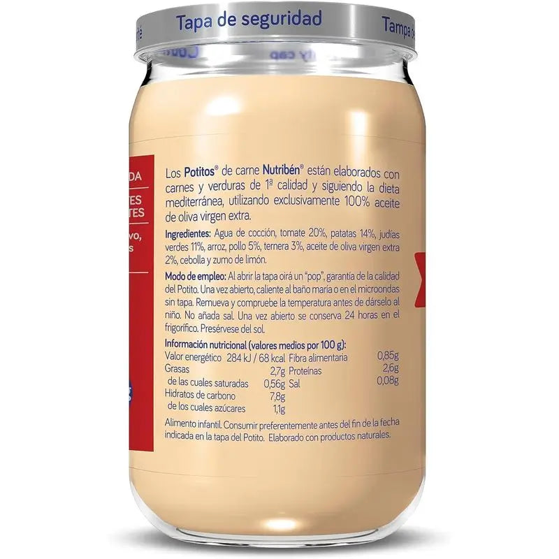 Nutribén Potito Ragoût de poulet et de bœuf aux haricots verts, 235g